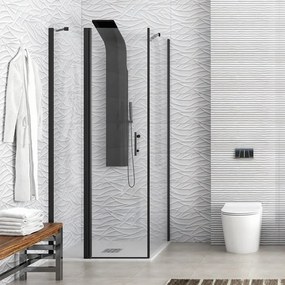 Kamalu - Box doccia 70x95cm finitura nera battente e fisso 70cm | KPX2800N