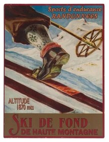 Insegna in metallo 25x33 cm Ski de Fond - Antic Line