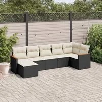 Set Divani da Giardino con Cuscini 7pz Nero Polyrattan 3226189