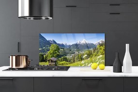 Pannello paraschizzi cucina Montagna del campo naturale 125x50 cm