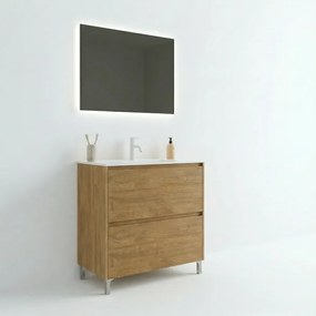 Mobile Bagno Lisbona 2 Cassetti 80 Cm Rovere Naturale