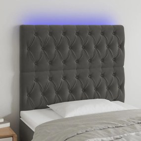 Testiera A Led Grigioscuro 100x7x118/128cm İn Velluto /