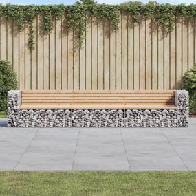 Panca giardino design gabbione 347x71x65,5 cm massello di pino