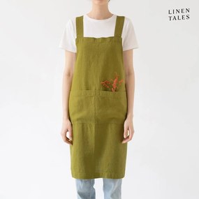 Grembiule in lino Moss Green - Linen Tales