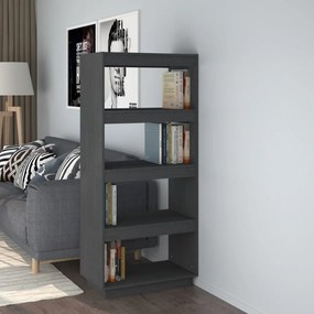 Libreria/divisorio grigio 60x35x135cm in legno massello di pino