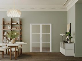 Blocco porta reversibile a due battenti 2 x H204 x L73 cm in Alluminio e Vetro temperato Bianco  - SEROTO