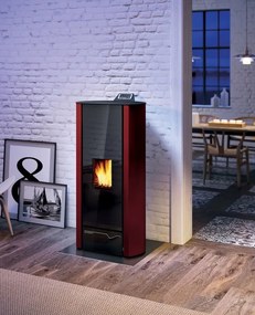 Palazzetti Cecile Lux 9 Stufa A Pellet Ermetica Ecofire Ad Aria 9kw In Acciaio Bordeaux