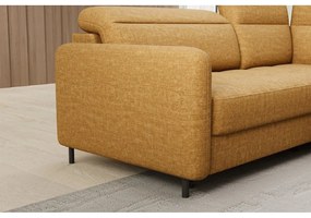 Divano angolare giallo allungabile/con contenitore (con penisola a destra/a L) e rivestimento in velluto Barea – ELTAP