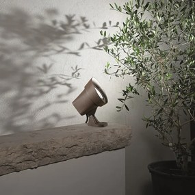 Lampada spot GURU 12x20 cm a pavimento per esterni in alluminio Marrone
