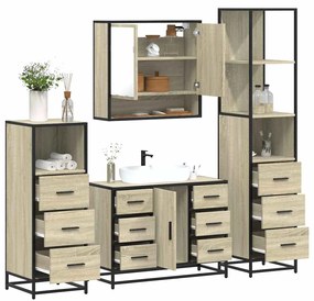 Set Mobili Da Bagno 4 Pz Rovere Sonoma İn Legno Multistrato /