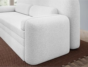 Divano bianco allungabile/con contenitore e rivestimento in bouclé 236 cm Elioss – ELTAP