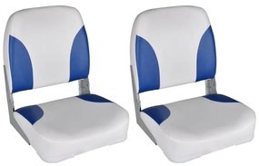 Sedili Per Barca 2 Pz Pieghevoli Cuscino Blu-bianco 41x36x48 Cm /