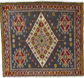 Shiraz Tappeto 60 x 60 Rosso (Iran) Annodato A Mano