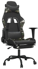 Sedia da gaming con poggiapiedi nero e mimetico in similpelle