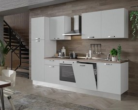Cucina montata Dora SX L.300cm INDUZIONE+LAVASTOV+FRIGO bianco L 300 cm