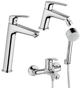 Set miscelatori Jacuzzi   Rubinetteria Lucente lavabo alto bidet per pilatta click clack e incasso doccia con gruppo vasca