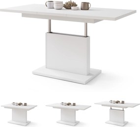 ASTON MINI Bianco Opaco - MODERNO TAVOLINO DA SALOTTO TRASFORMABILE ALLUNGABILE SOLLEVABILE