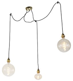 Lampada a sospensione oro 3 luci con LED ambra dimmerabile - Cava Luxe