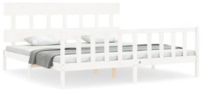 Giroletto con testiera bianco 200x200 cm in legno massello