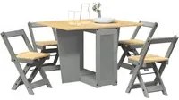 Set da Pranzo 5 pz Corona Pieghevole Grigio in Legno di Pino 3295718