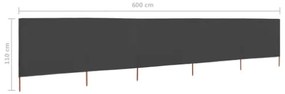 Paravento a 5 Pannelli in Tessuto 600x80 cm Antracite