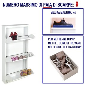 Scarpiera Slim Originale, 6 paia di scarpe, Col. Bianco