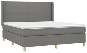 Letto a Molle Materasso e LED Grigio Scuro 160x200cm in Tessuto