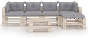 Set divani da giardino pallet 6 pz con cuscini in legno di pino