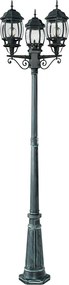 Lampione Storico con 3 Lanterne 215cm E27 IP54 Verde Anticato - Serie BELLINI