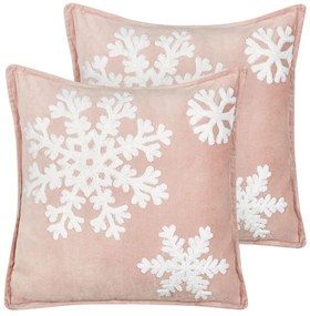 Set di 2 cuscini velluto rosa 45 x 45 cm MURRAYA Beliani