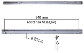 Plafoniera Stagna IP65 per Tubo LED 150cm - Unilaterale