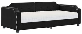 Divano letto con materasso nero 100x200 cm in tessuto