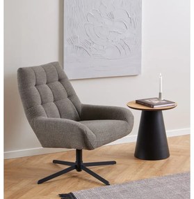 Tavolino rotondo nero e naturale con piano in rovere ø 45 cm Soli - Actona