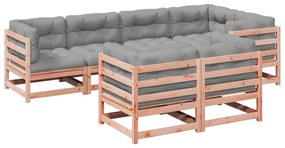 Set divani giardino 7 pz cuscini legno massello abete douglas