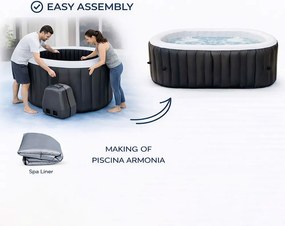 Vasca Idromassaggio Piscina Spa Gonfiabile Armonia 4 Adulti 682 L in PVC Grigio...