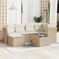 Set Divani da Giardino 7 pz con Cuscini Beige in Polyrattan 3249797