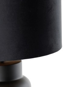 Lampada da tavolo di design con paralume in velluto nero con dettagli oro 35 cm - Alisia