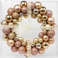 Corona di Natale 38 cm con Palline Champagne