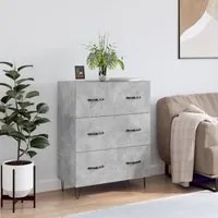 Credenza Grigio Cemento 69,5x34x90 cm in Legno Multistrato 827848