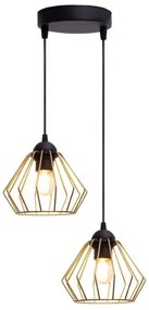 Lampadario a sospensione con filo CEED GOLD 2xE27/60W/230V diametro 28 cm nero/oro