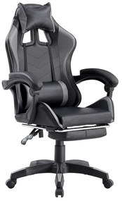 Sedia gaming ufficio poltrona racing ergonomica girevole grigia e nera