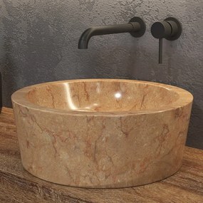 Lavabo design rotondo in marmo rosso diametro 40cm | Litos-TR40 - KAMALU