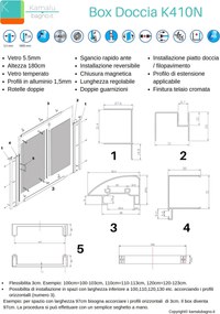 Porta per doccia a nicchia 120cm altezza 180cm vetro opaco K410N - KAMALU