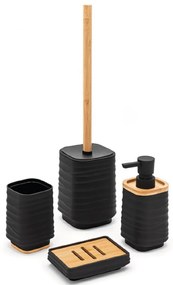Set 4 Accessori D'Appoggio Feridras "Alabama" Nero/Bambù