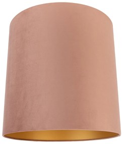 Paralume in velluto rosa 40/40/40 con interno dorato