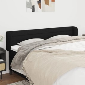 Testiera Ad Orecchio Nera 183x23x78/88 Cm İn Tessuto /