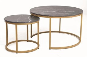 Set di Tavolini da caffè Dion effetto marmo nero/oro