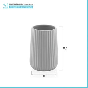 Portaspazzolini da appoggio bagno grigio Gedy serie Marika in ceramica