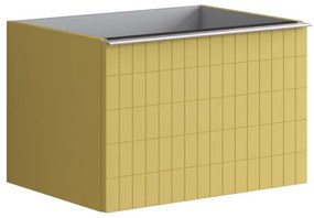 Mobile da bagno sotto lavabo Pixel grid frontale giallo sole e maniglia alluminio brillante laccato L 60 x H 40 x P 45.5 cm 2 cassetti, lavabo non incluso