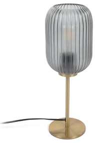 Kave Home - Lampada da scrivania Hestia metallo finitura in ottone e cristallo grigio ed adattatore UK